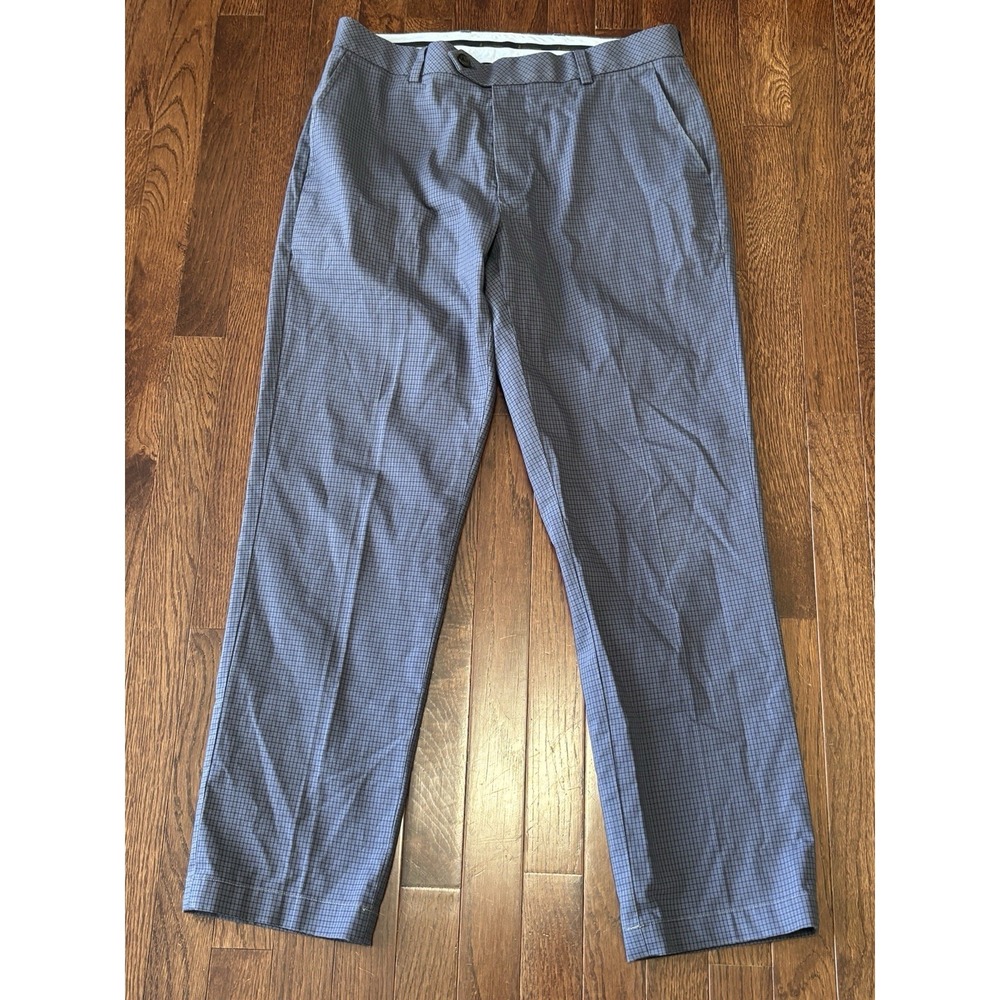 Brooks Brothers Milano‎ Dress Pants Mens Blue Check Cotton 33x30